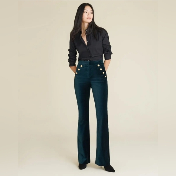 Veronica Beard Verity Button-embellished Cotton-blend Velvet Flared Pants - Size - Picture 2 of 7